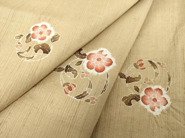 平和屋着物●上質な紬　絞り　花丸文　正絹　逸品　DABH9235ps