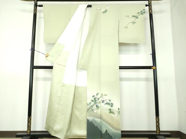 平和屋着物●二代目清次郎　手描き　訪問着　枝花文　暈し染め　正絹　逸品　DABH9236ps