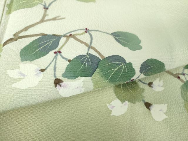 平和屋着物●二代目清次郎　手描き　訪問着　枝花文　暈し染め　正絹　逸品　DABH9236ps