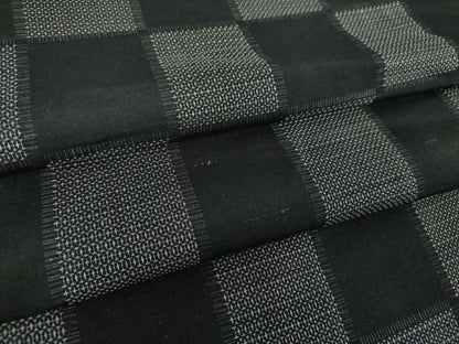 平和屋着物●上質な紬　市松亀甲柄　黒地　正絹　逸品　DABH9237ps