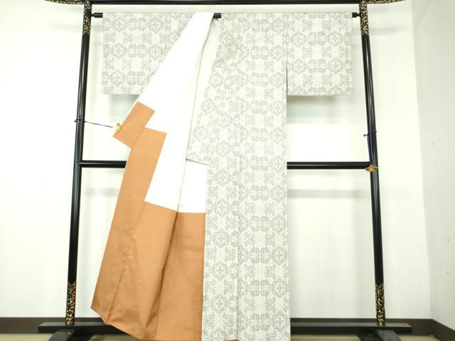 平和屋着物●上質な紬　花丸文　正絹　逸品　DABH9238ps