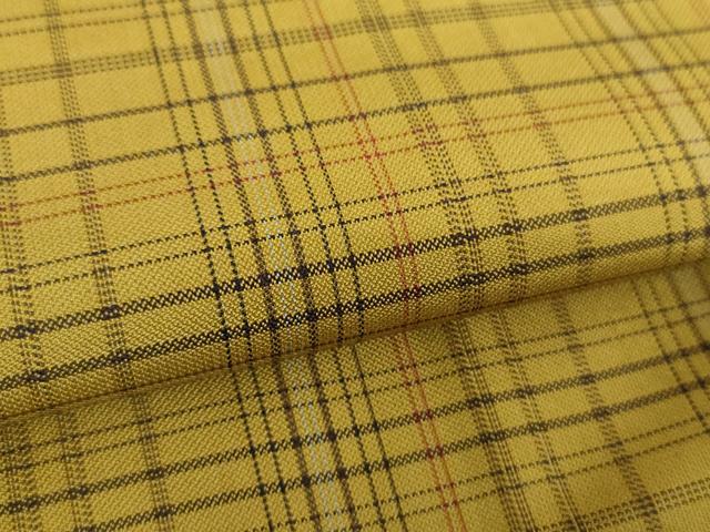 平和屋着物●黄八丈　綾織　格子　やまと誂製　正絹　逸品　DABH9241ps