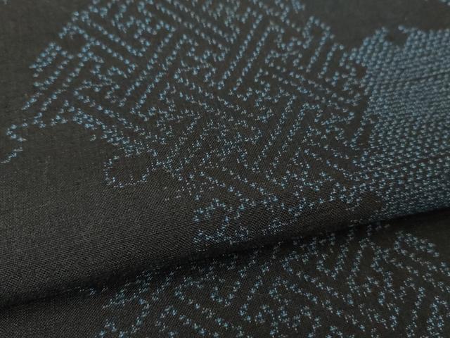 平和屋着物●塩沢紬　雪輪重ね　黒地　正絹　逸品　未使用　DABH9243ps