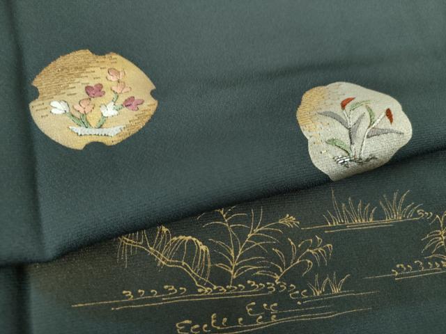平和屋着物●訪問着　竹屋町刺繍　花丸文　金彩　正絹　逸品　DABH9246ps