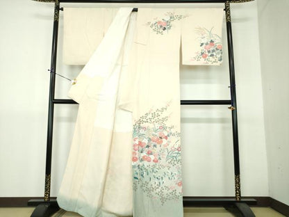 平和屋着物●訪問着　友禅　草花文　正絹　逸品　DABH9250ps