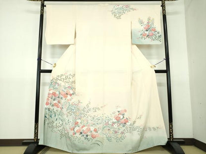 平和屋着物●訪問着　友禅　草花文　正絹　逸品　DABH9250ps