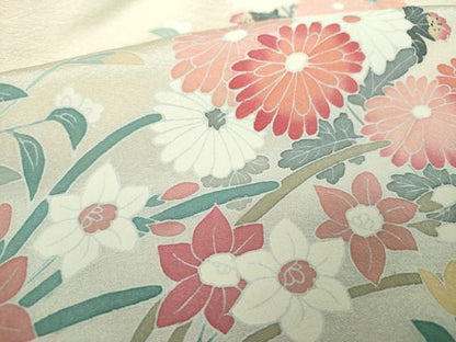 平和屋着物●訪問着　友禅　草花文　正絹　逸品　DABH9250ps