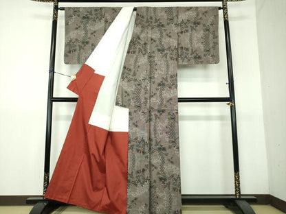 平和屋着物●本場大島紬　9マルキ　舞蝶花文　正絹　逸品　未使用　DABH9251ps