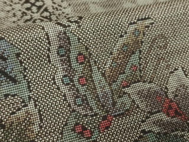平和屋着物●本場大島紬　9マルキ　舞蝶花文　正絹　逸品　未使用　DABH9251ps
