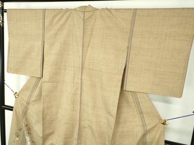 平和屋着物●訪問着　紬地　枝花間道　正絹　逸品　DABH9255ps