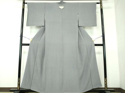 平和屋着物●上質な色無地　鼠色　正絹　逸品　未使用　DABH9264ps
