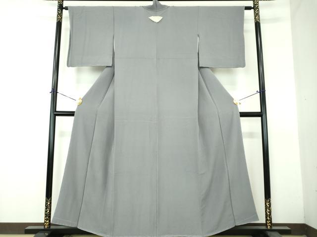 平和屋着物●上質な色無地　鼠色　正絹　逸品　未使用　DABH9264ps