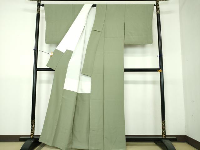 平和屋着物●上質な色無地　山葵色　正絹　逸品　DABH9271ps