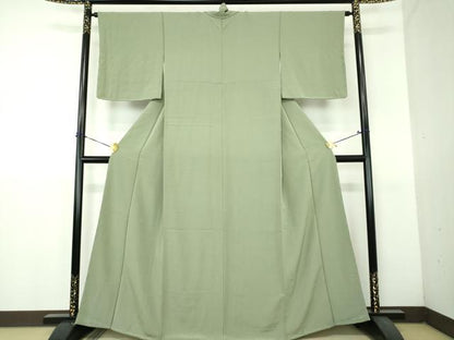 平和屋着物●上質な色無地　山葵色　正絹　逸品　DABH9271ps