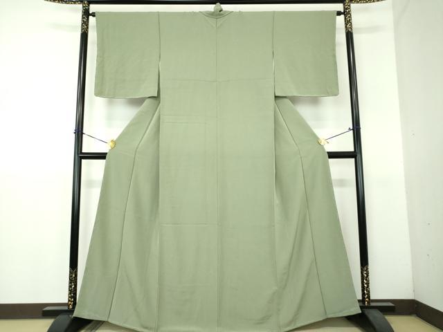 平和屋着物●上質な色無地　山葵色　正絹　逸品　DABH9271ps