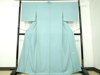平和屋着物●上質な色無地　作家物　白群色　正絹　逸品　未使用　DABH9272ps