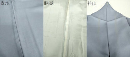 平和屋着物●上質な色無地　作家物　霞地紋　灰青色　正絹　逸品　DABH9273ps