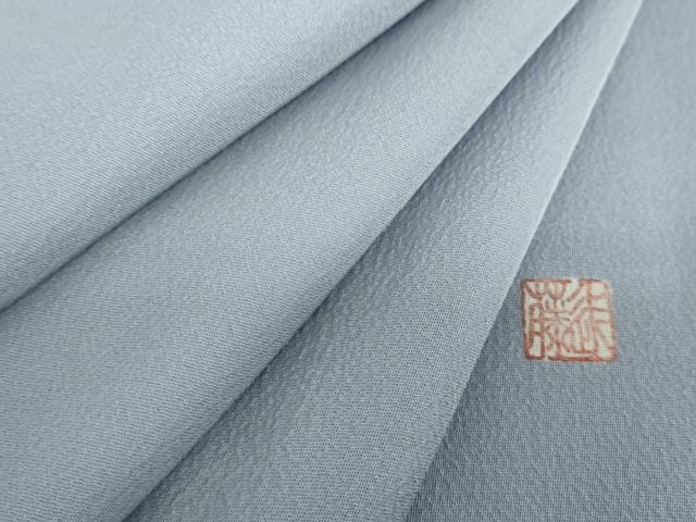 平和屋着物●上質な色無地　作家物　霞地紋　灰青色　正絹　逸品　DABH9273ps
