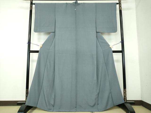 平和屋着物●上質な色無地　横縞地紋　鉄御納戸色　鈴乃屋扱い　正絹　逸品　DABH9276ps
