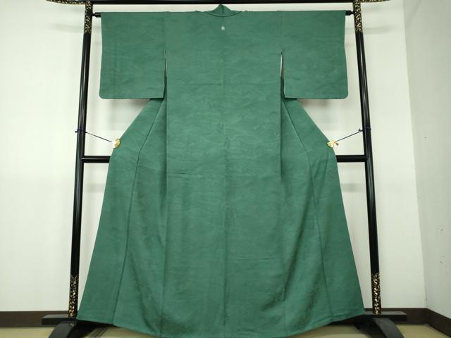 平和屋着物●上質な色無地　竜田川地紋　萌葱色　正絹　逸品　DABH9277ps