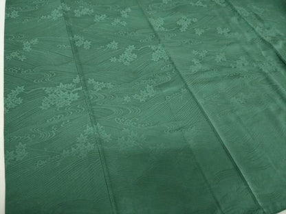 平和屋着物●上質な色無地　竜田川地紋　萌葱色　正絹　逸品　DABH9277ps