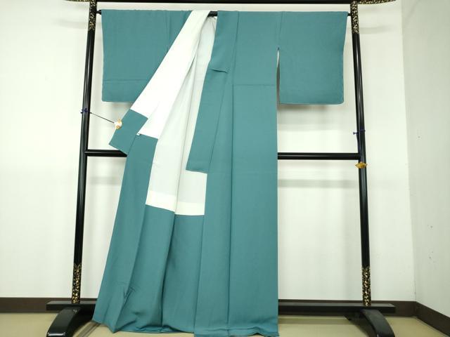 平和屋着物●上質な色無地　藍色　正絹　逸品　未使用　DABH9280ps