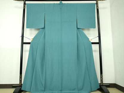 平和屋着物●上質な色無地　藍色　正絹　逸品　未使用　DABH9280ps