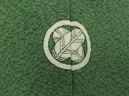 平和屋着物●上質な色無地　霞地紋　緑青色　正絹　逸品　DABH9281ps