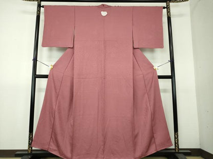 平和屋着物●上質な色無地　南天地紋　長春色　正絹　逸品　未使用　DABH9282ps