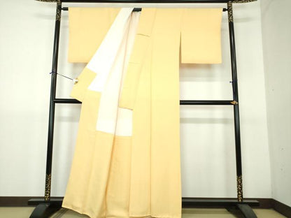 平和屋着物●上質な色無地　上がり藤地紋　下がり藤地紋　蒸栗色　正絹　逸品　DABH9283ps