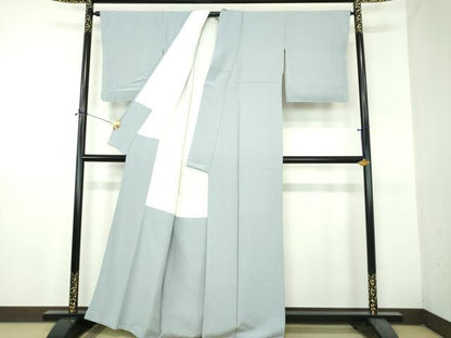 平和屋着物●上質な色無地　作家物　霞地紋　秘色色　正絹　逸品　未使用　DABH9286ps