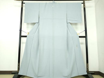 平和屋着物●上質な色無地　作家物　霞地紋　秘色色　正絹　逸品　未使用　DABH9286ps