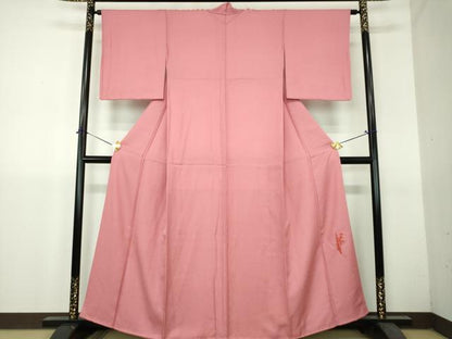 平和屋着物●上質な色無地　霞地紋　薄紅梅色　正絹　逸品　未使用　DABH9287ps