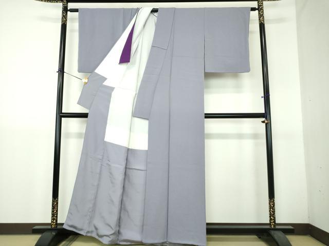 平和屋着物●上質な色無地　霞地紋　藤鼠色　正絹　逸品　DABH9288ps