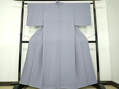 平和屋着物●上質な色無地　霞地紋　藤鼠色　正絹　逸品　DABH9288ps