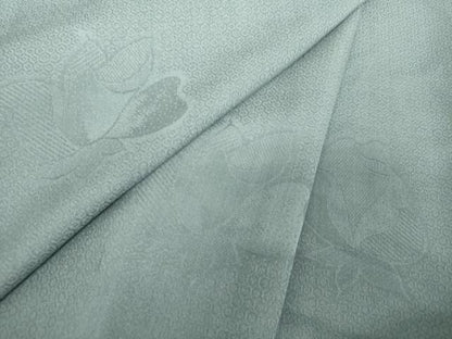 平和屋着物●上質な色無地　亀甲花地紋　秘色色　正絹　逸品　DABH9289ps