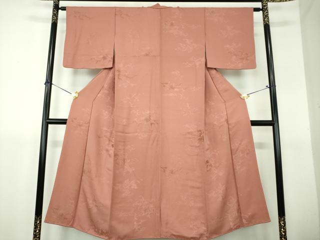 平和屋着物●上質な小紋　地紋起こし　唐草文　真赭色　正絹　逸品　DABH9291ps