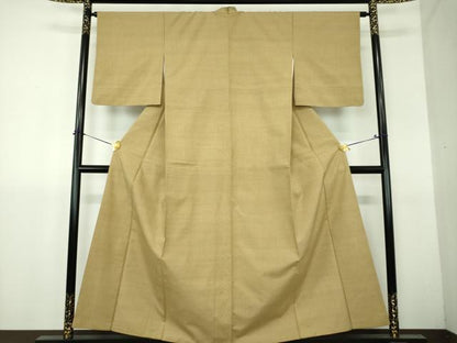 平和屋着物●結城紬　色無地　榛色　正絹　逸品　DABH9293ps