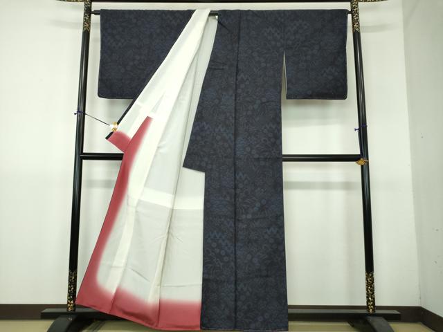 平和屋着物●結城紬　80亀甲　檜垣花文　正絹　逸品　DABH9294ps