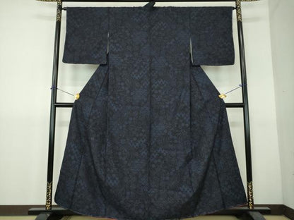 平和屋着物●結城紬　80亀甲　檜垣花文　正絹　逸品　DABH9294ps