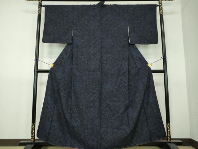 平和屋着物●結城紬　80亀甲　檜垣花文　正絹　逸品　DABH9294ps