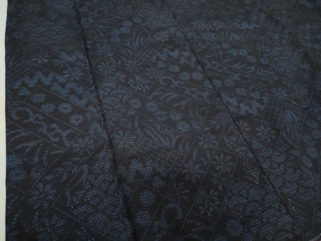 平和屋着物●結城紬　80亀甲　檜垣花文　正絹　逸品　DABH9294ps