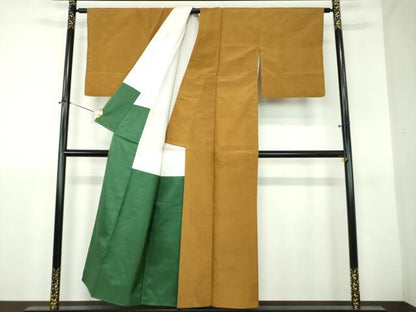 平和屋着物●上質な紬　格子　正絹　逸品　DABH9295ps