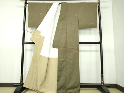 平和屋着物●上質なお召　文字文　正絹　逸品　未使用　DABH9296ps