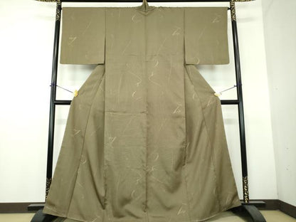平和屋着物●上質なお召　文字文　正絹　逸品　未使用　DABH9296ps