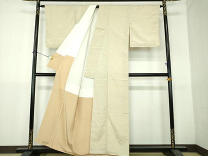 平和屋着物●上質なお召　紗綾形文　正絹　逸品　DABH9298ps