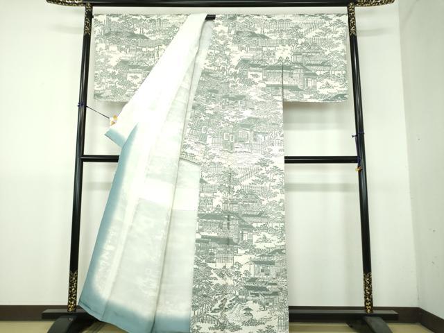 平和屋着物●訪問着　型染　風景文　正絹　逸品　DABH9300ps