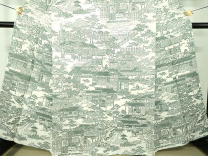 平和屋着物●訪問着　型染　風景文　正絹　逸品　DABH9300ps