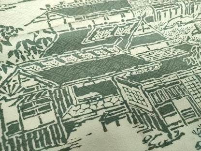 平和屋着物●訪問着　型染　風景文　正絹　逸品　DABH9300ps