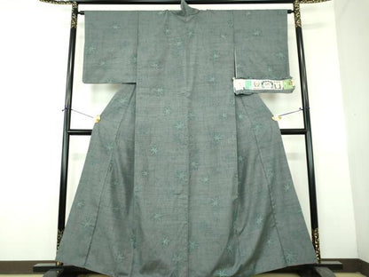 平和屋着物●結城紬　奥順　はたおり娘　80亀甲　立涌花文　証紙付き　正絹　逸品　DABH9306ps